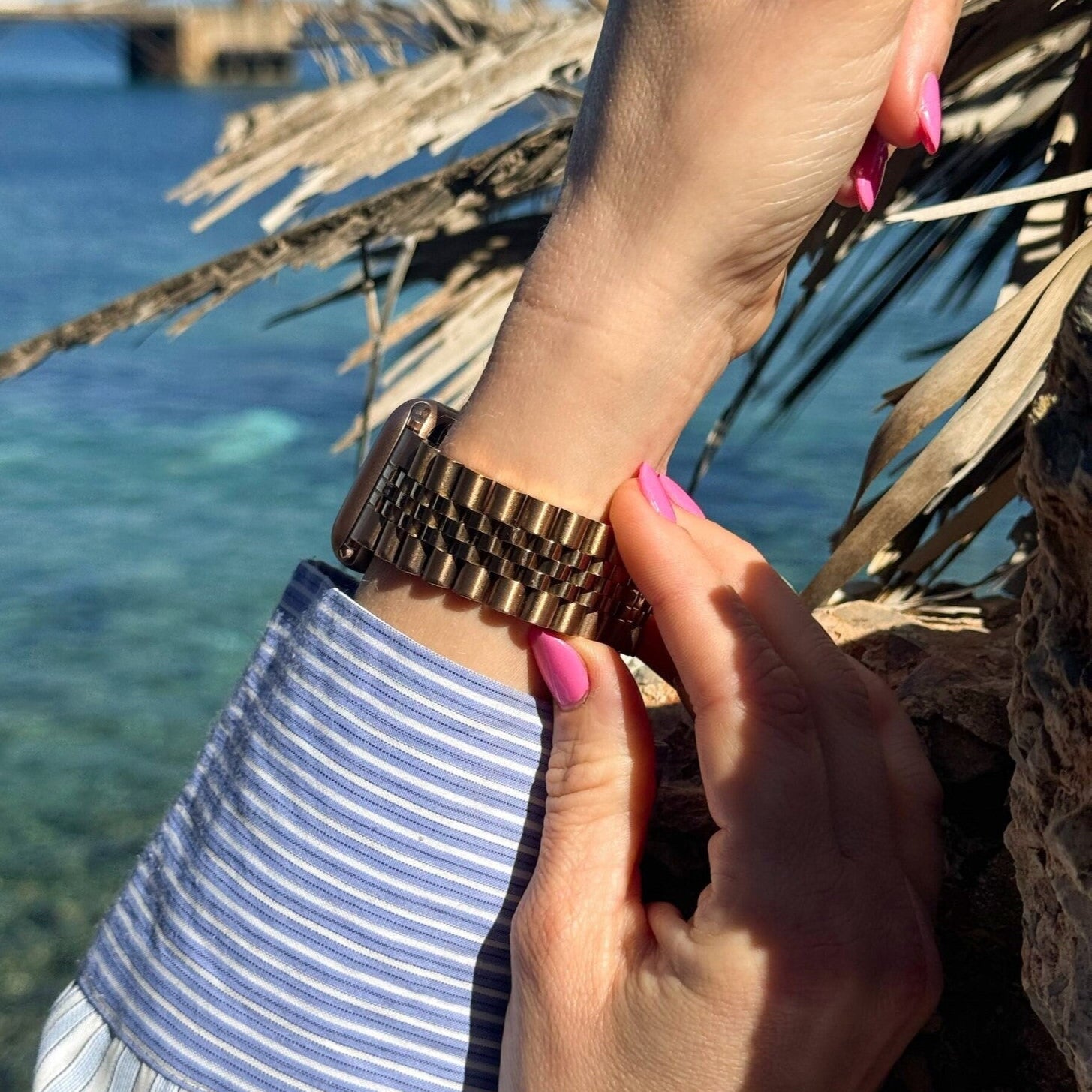 Apple Watch Jubilee rózsaarany acél szíj karkötő