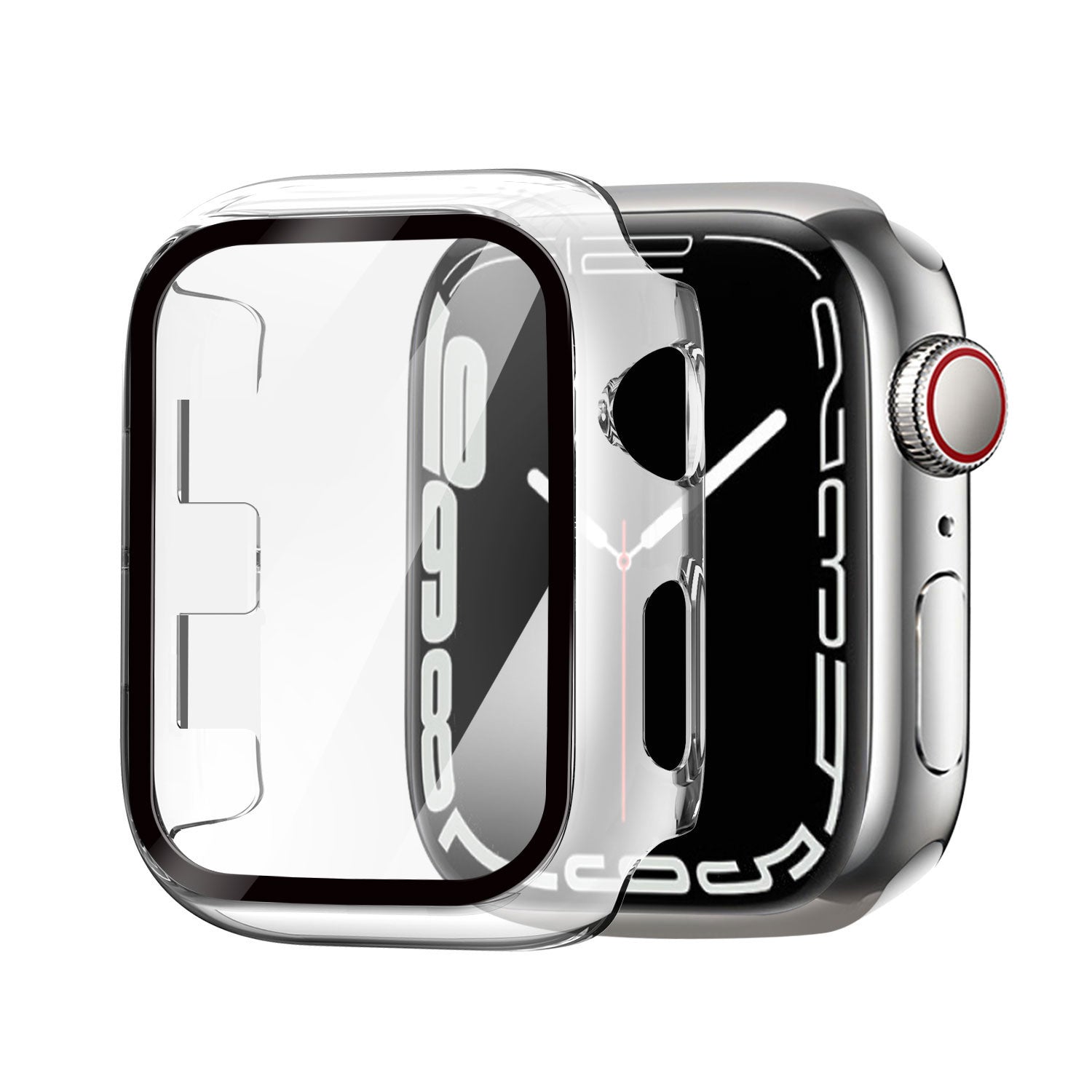 Apple Watch kemény tok üvegborítással, átlátszó