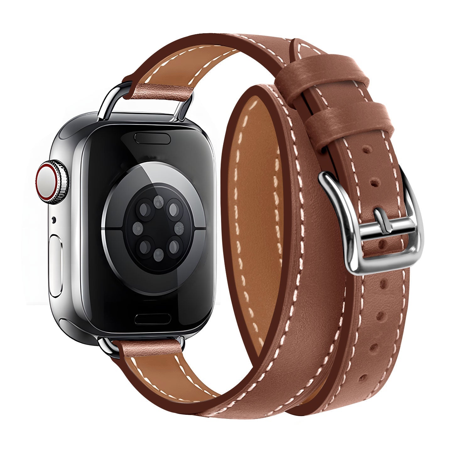 Apple Watch bőrszíj dupla körben, gazdag barna színben
