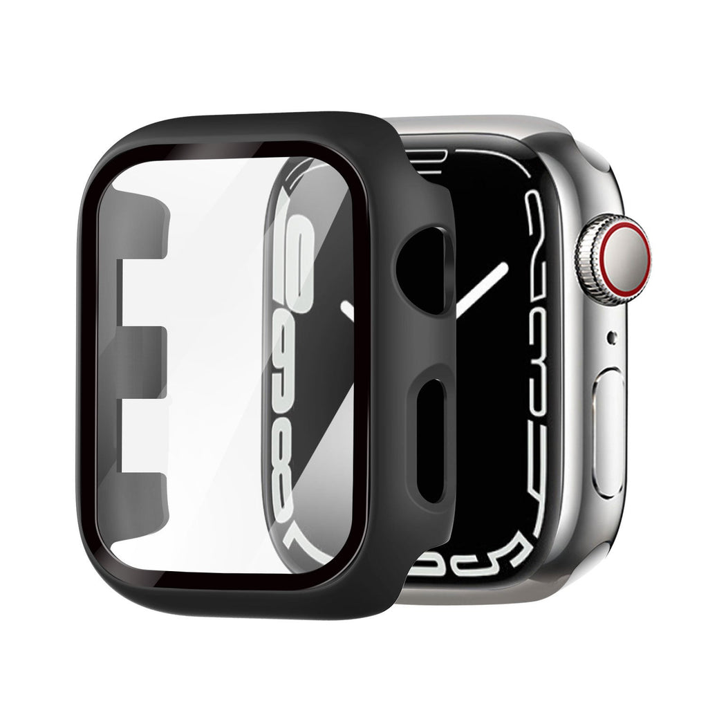 Apple Watch védőtok üvegborítással, fekete színben