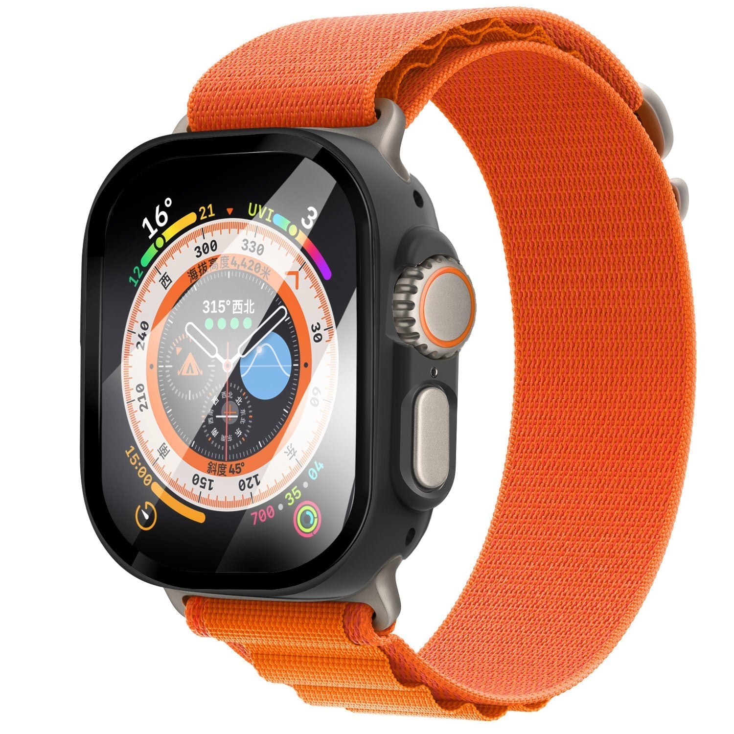 Apple Watch védőtok üvegborítással, fekete színben