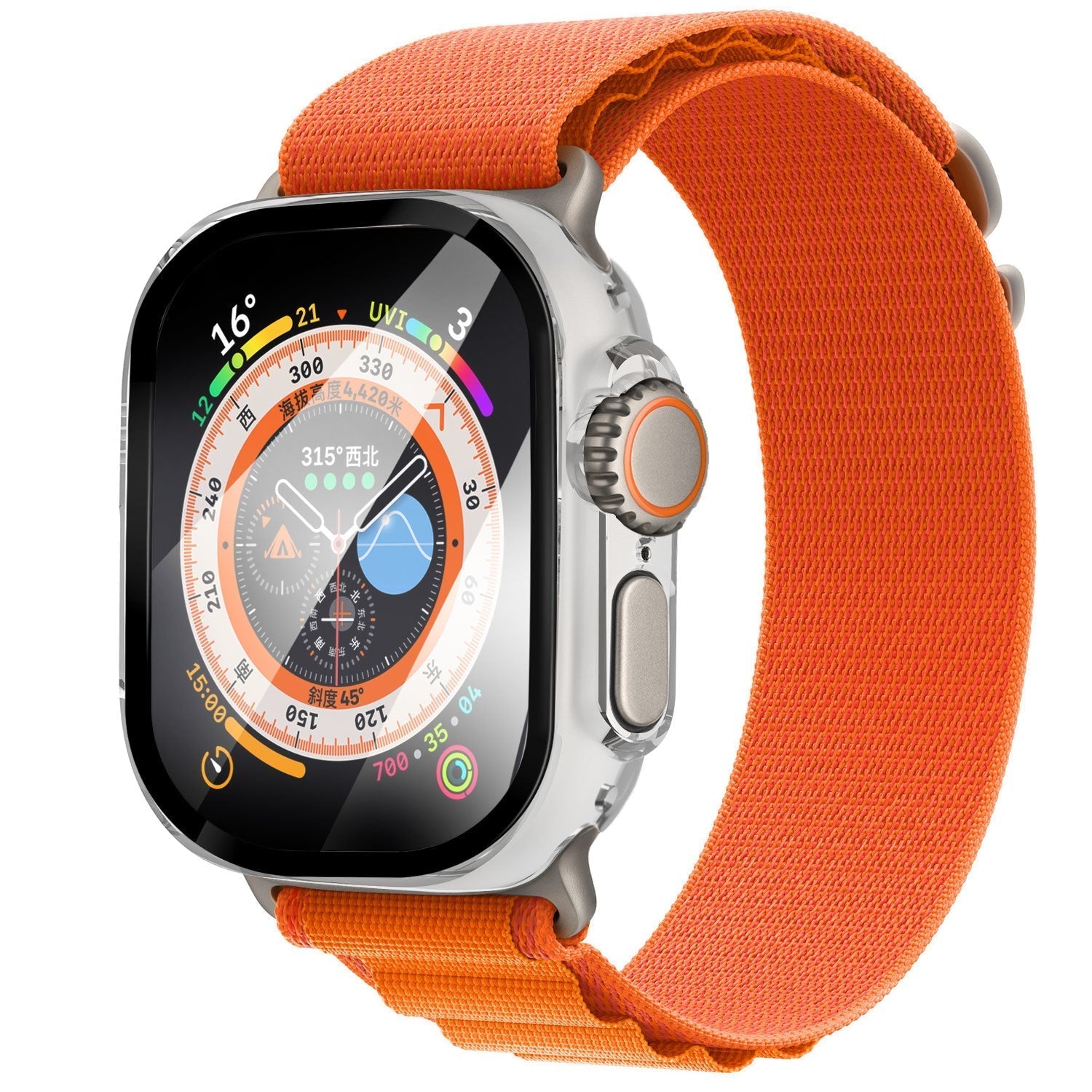 Apple Watch kemény tok üvegborítással, átlátszó