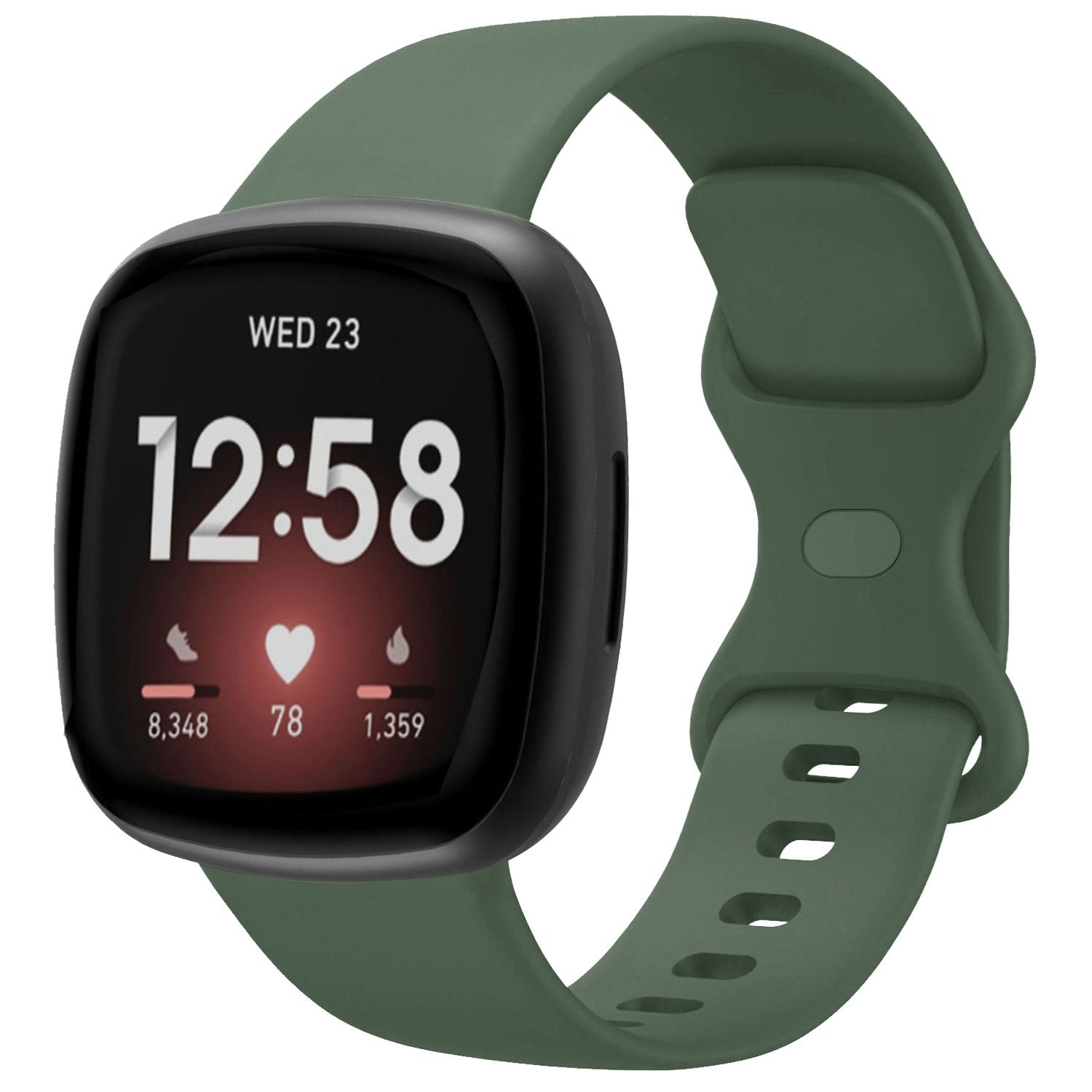 Fitbit Versa 3 szilikon szíj klasszikus sötétzöldben