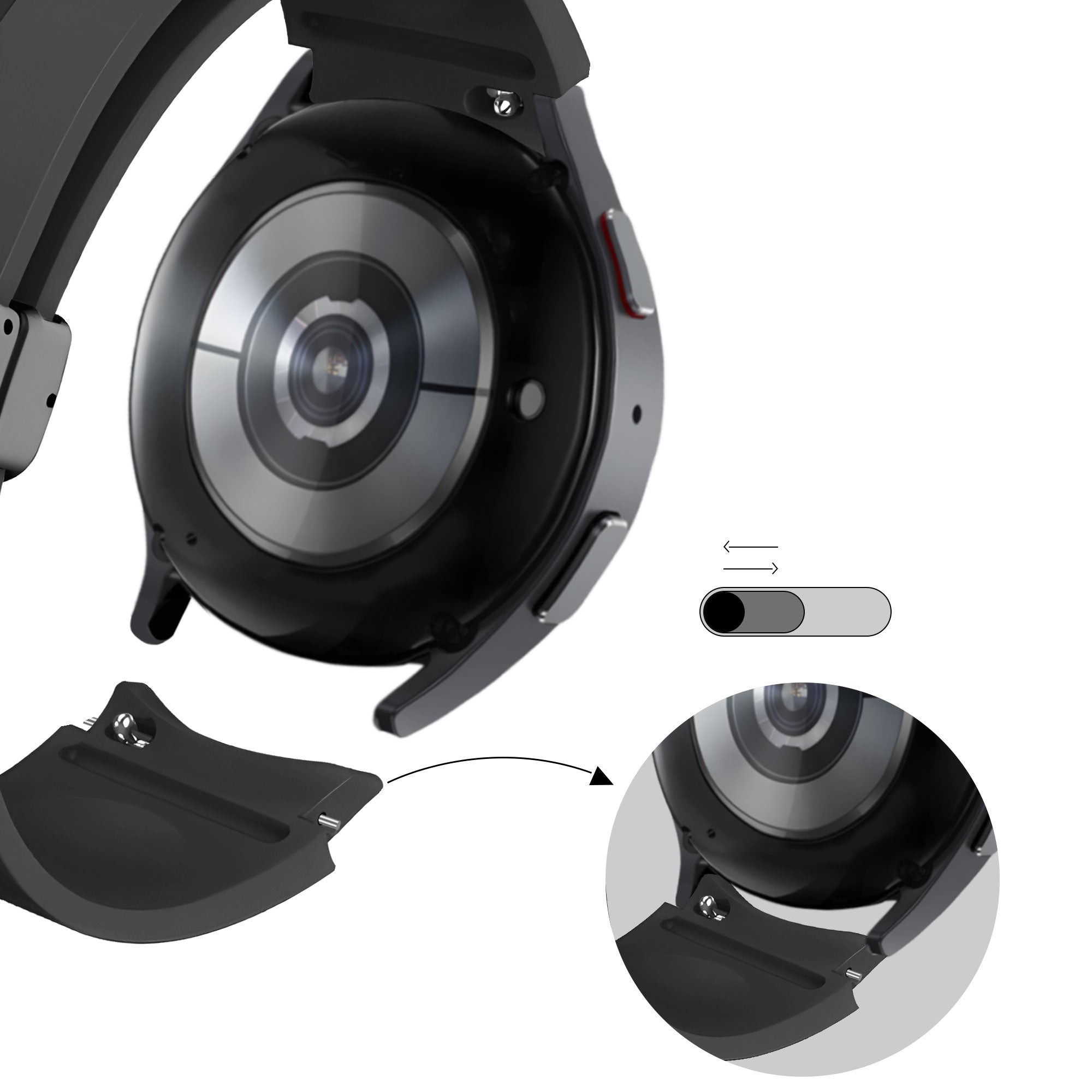 Bandz Samsung Galaxy Watch 5 Pro szilikon szíj D-csat fekete