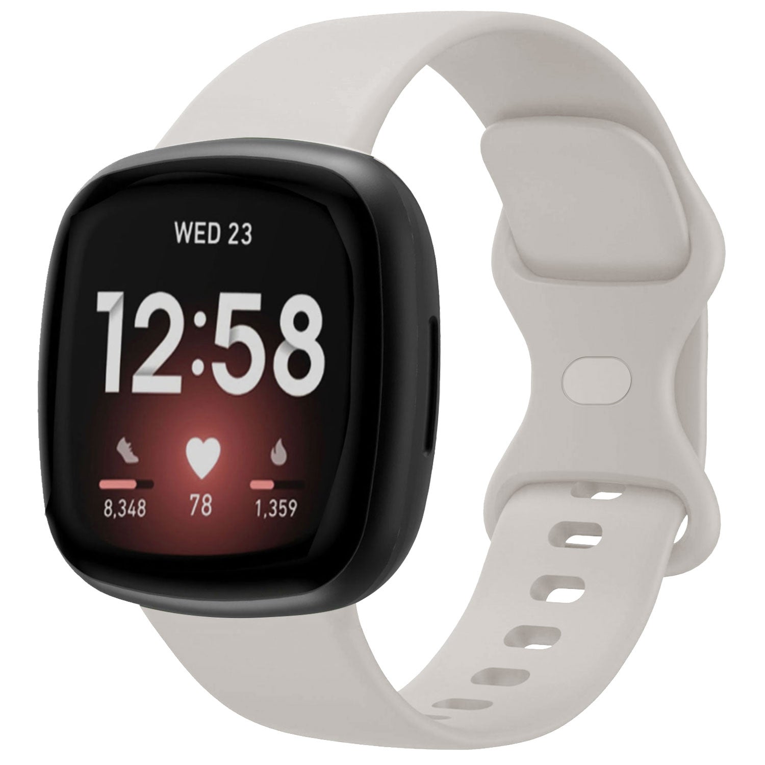 Fitbit Versa 3 klasszikus szilikon szíj törtfehér színben