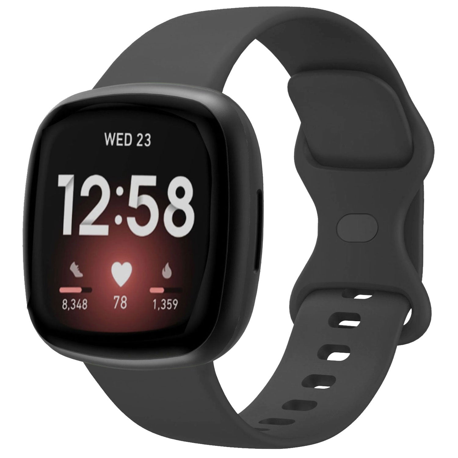 Fitbit Sense klasszikus szilikon szíj csere, fekete