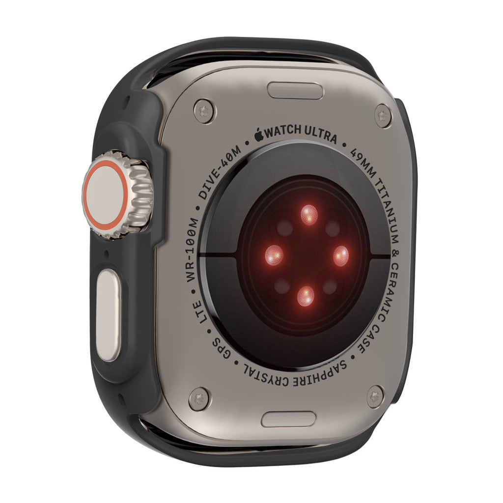Apple Watch védőtok üvegborítással, fekete színben