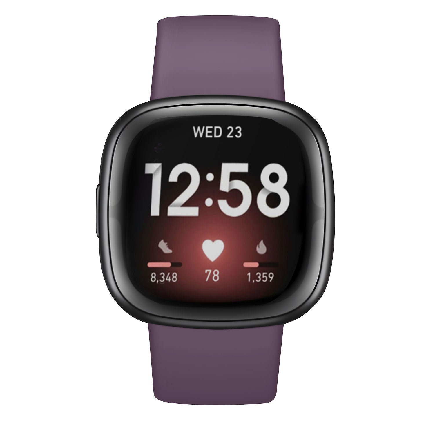 Fitbit Versa 3 klasszikus szilikon szíj mélylila színben