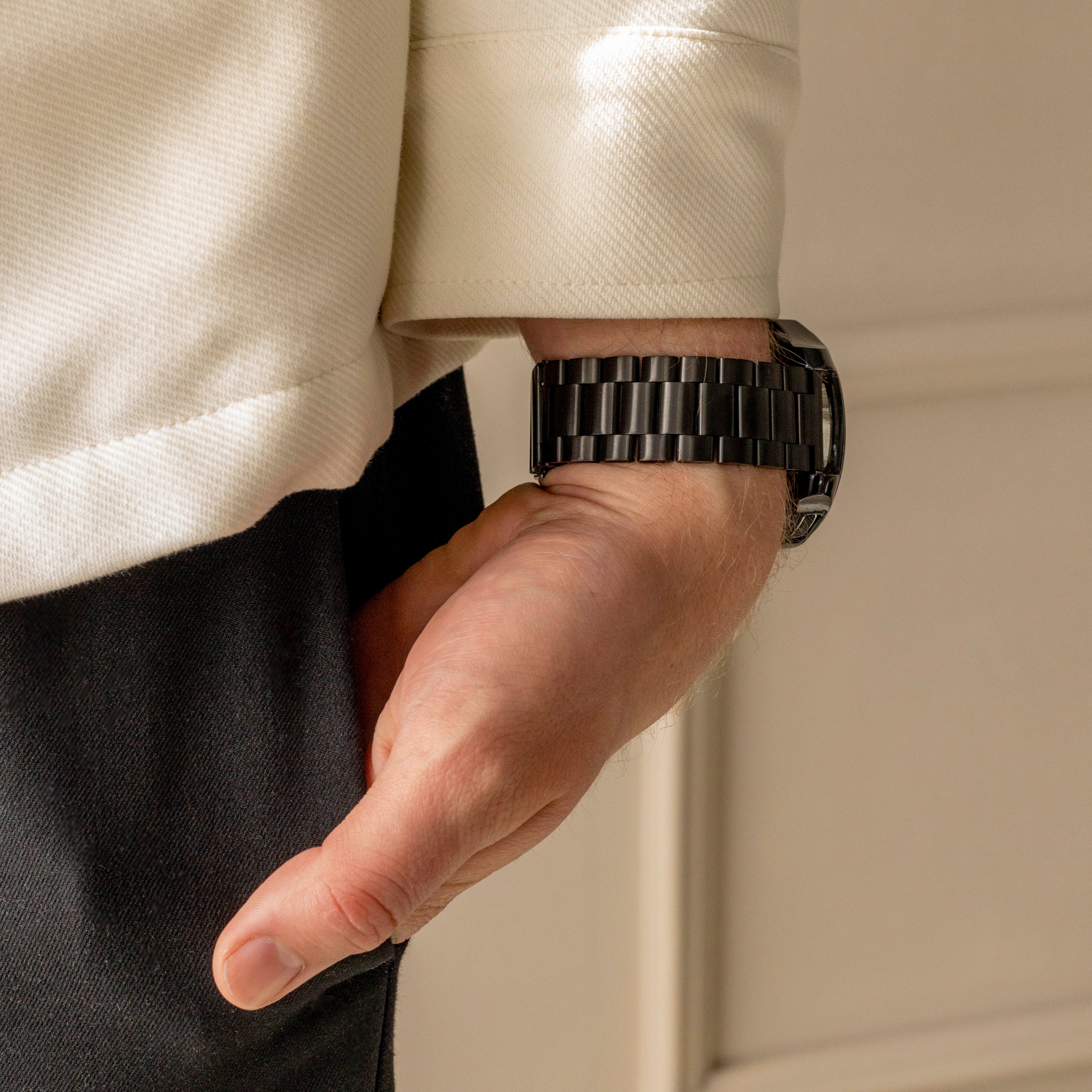 22mm Stainless Steel Watch Strap - Quick Release Black