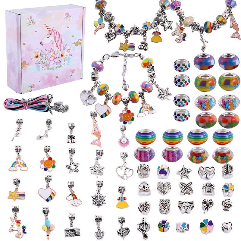 オーロラクラフト 女の子向けDIYチャームブレスレットキット クリスタルと合金ビーズ付き