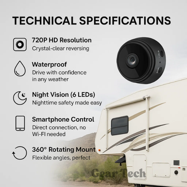 HD Wireless Backup Camera For RVs, Trucks And Trailers With Night Vision