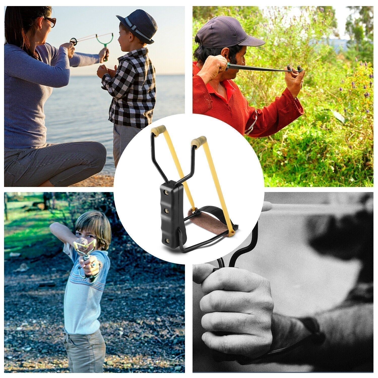 Aluminiumsramme foldbar håndleds-slynge med latexbånd, 100 yards rækkevidde