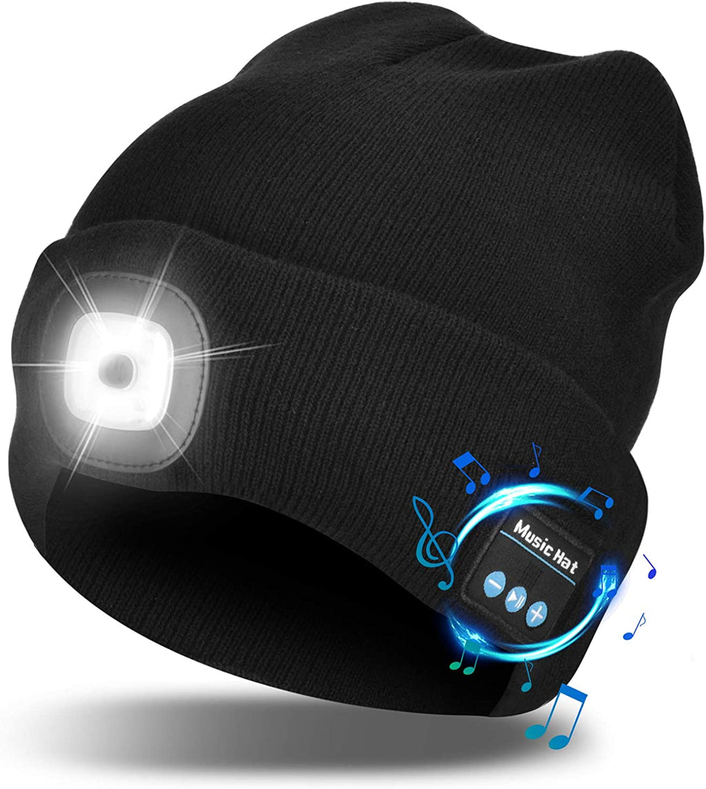 ワイヤレスヘッドホンとライト付きビーニーハット Bluetooth 5.0