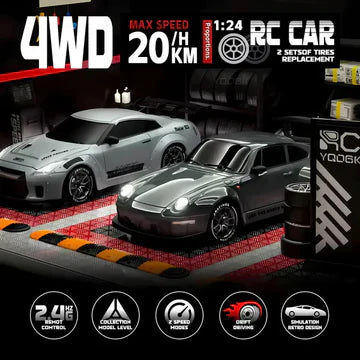 PulseX ドリフトマスター 4WD RCカー 明るいLEDライト付き