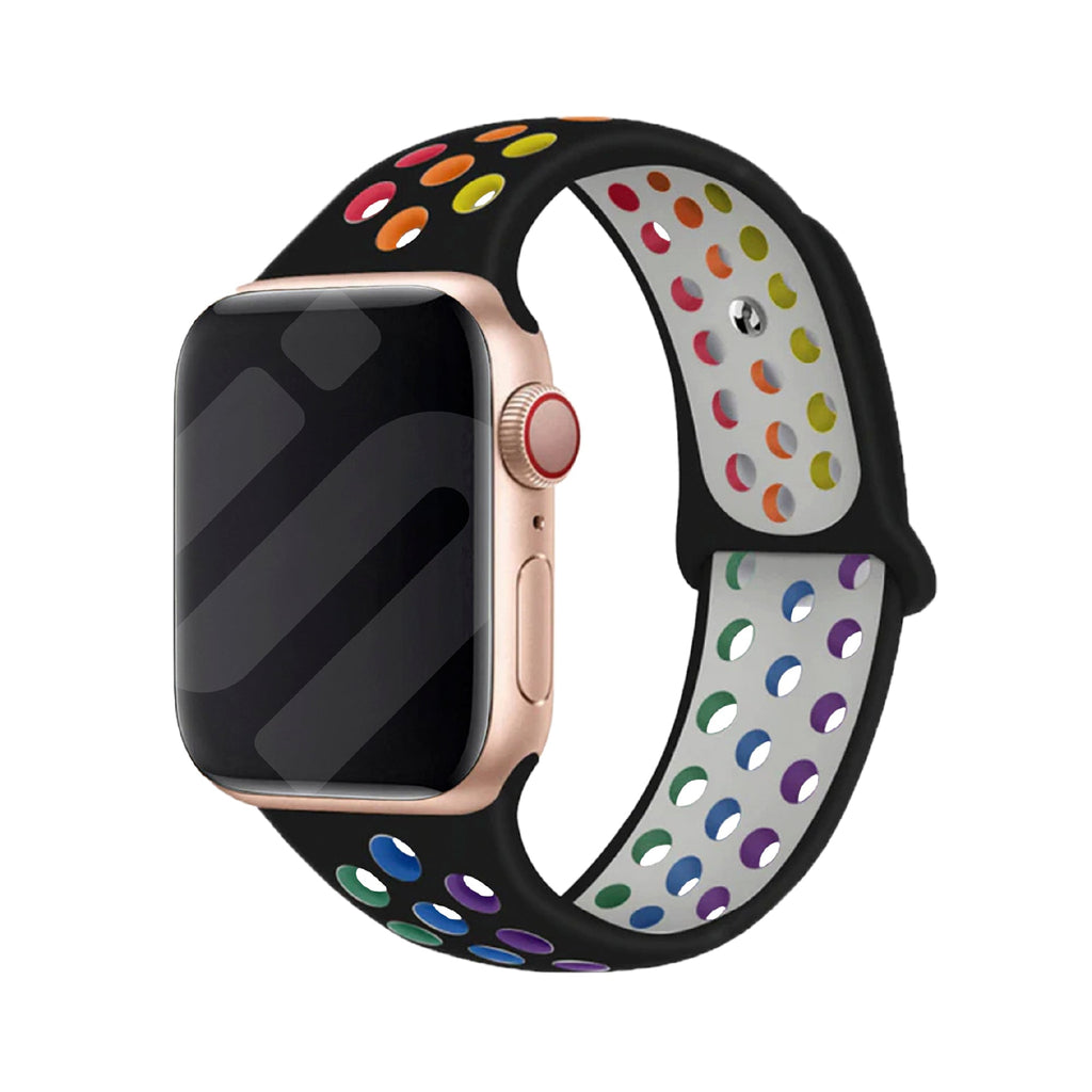Apple Watch Sport Strap Black Rainbow Colorful Band
