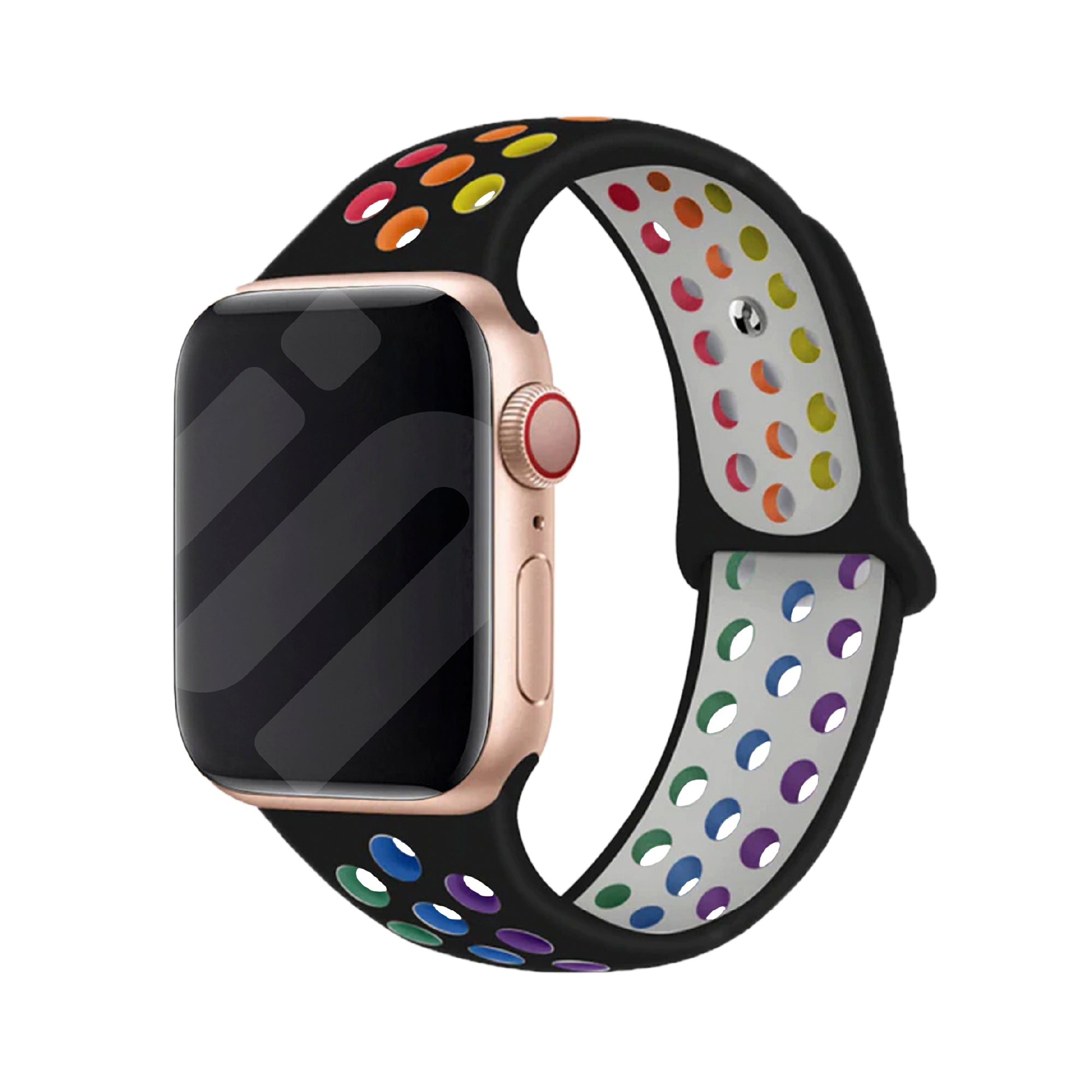 Apple Watch sport szíj fekete szivárvány színes pánt