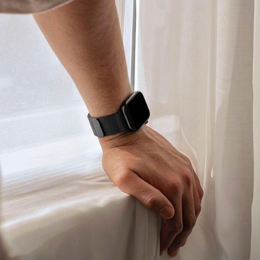 Apple Watch milánói szíj csattal fekete színben