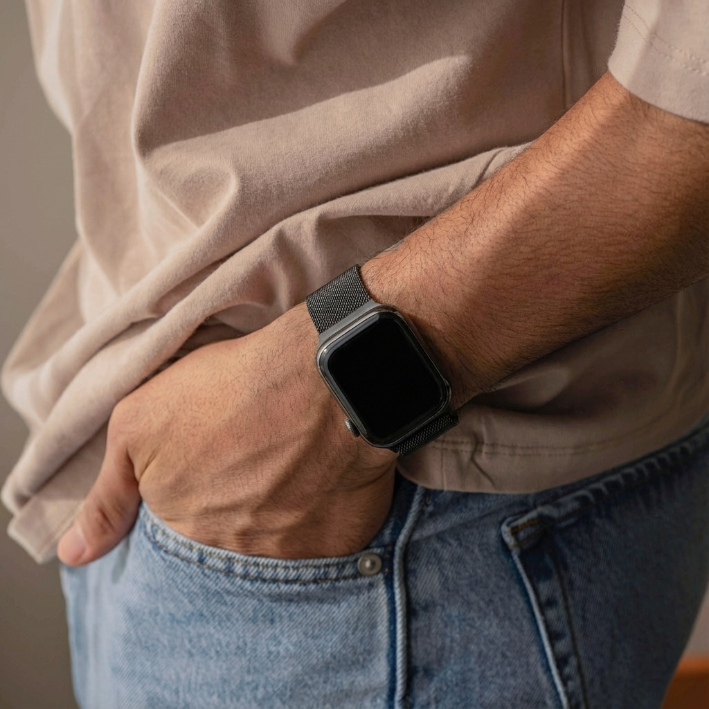Apple Watch milánói szíj csattal fekete színben