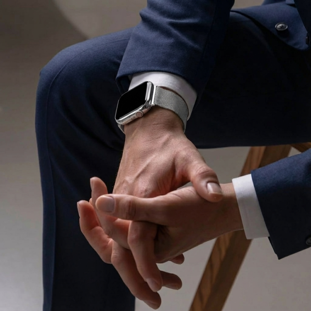 Apple Watch milánói szíj ezüst színű csattal
