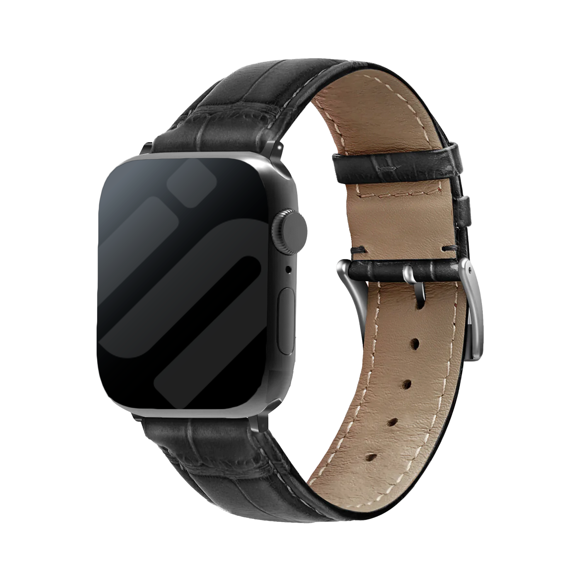 Apple Watch krokodilbőr mintás bőrszíj fekete színben