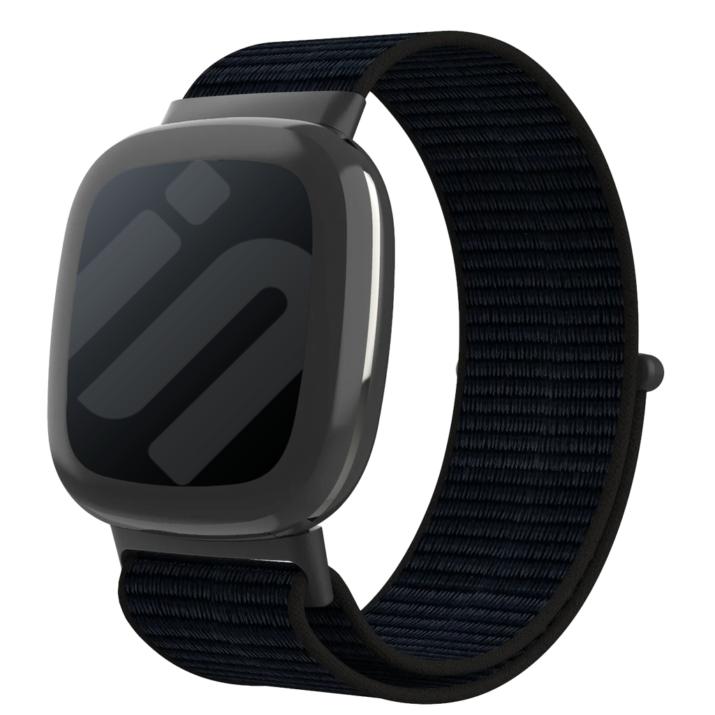 Fekete nejlon szíj Fitbit Versa 4 okosóra szíjhoz