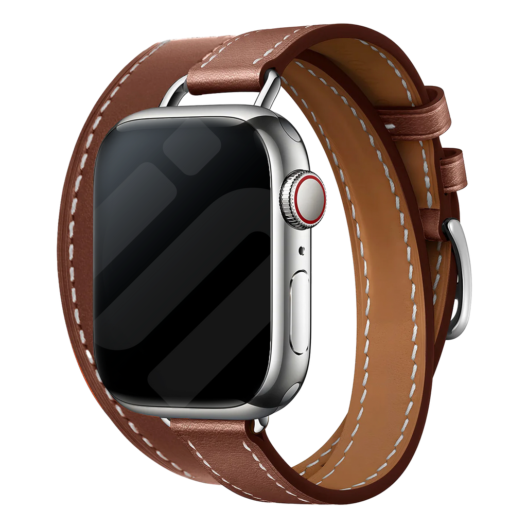 Apple Watch bőrszíj dupla körben, gazdag barna színben