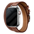 Apple Watch bőrszíj dupla körben, gazdag barna színben