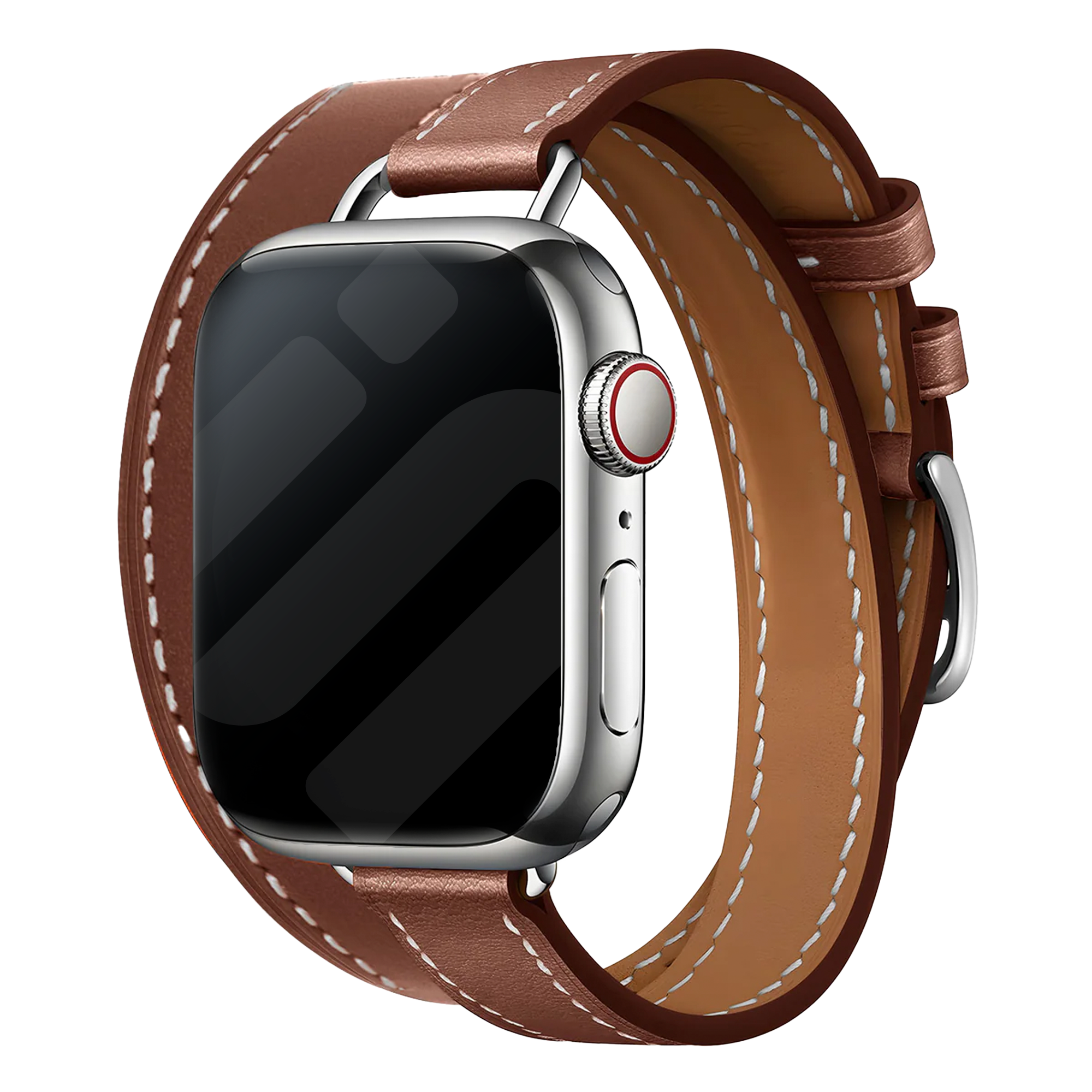 Apple Watch bőrszíj dupla körben, gazdag barna színben