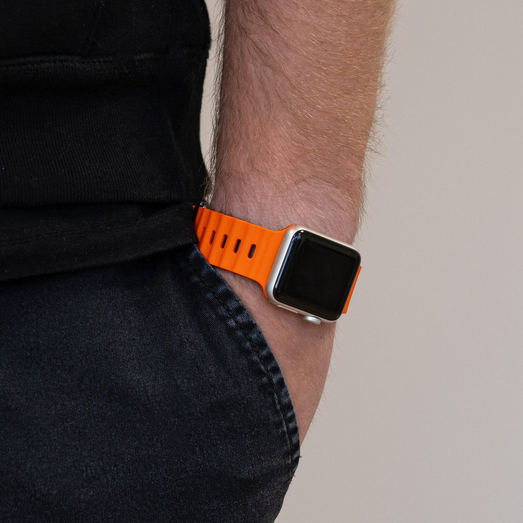 Apple Watch óceán szíj patentos záródással narancssárga és fekete