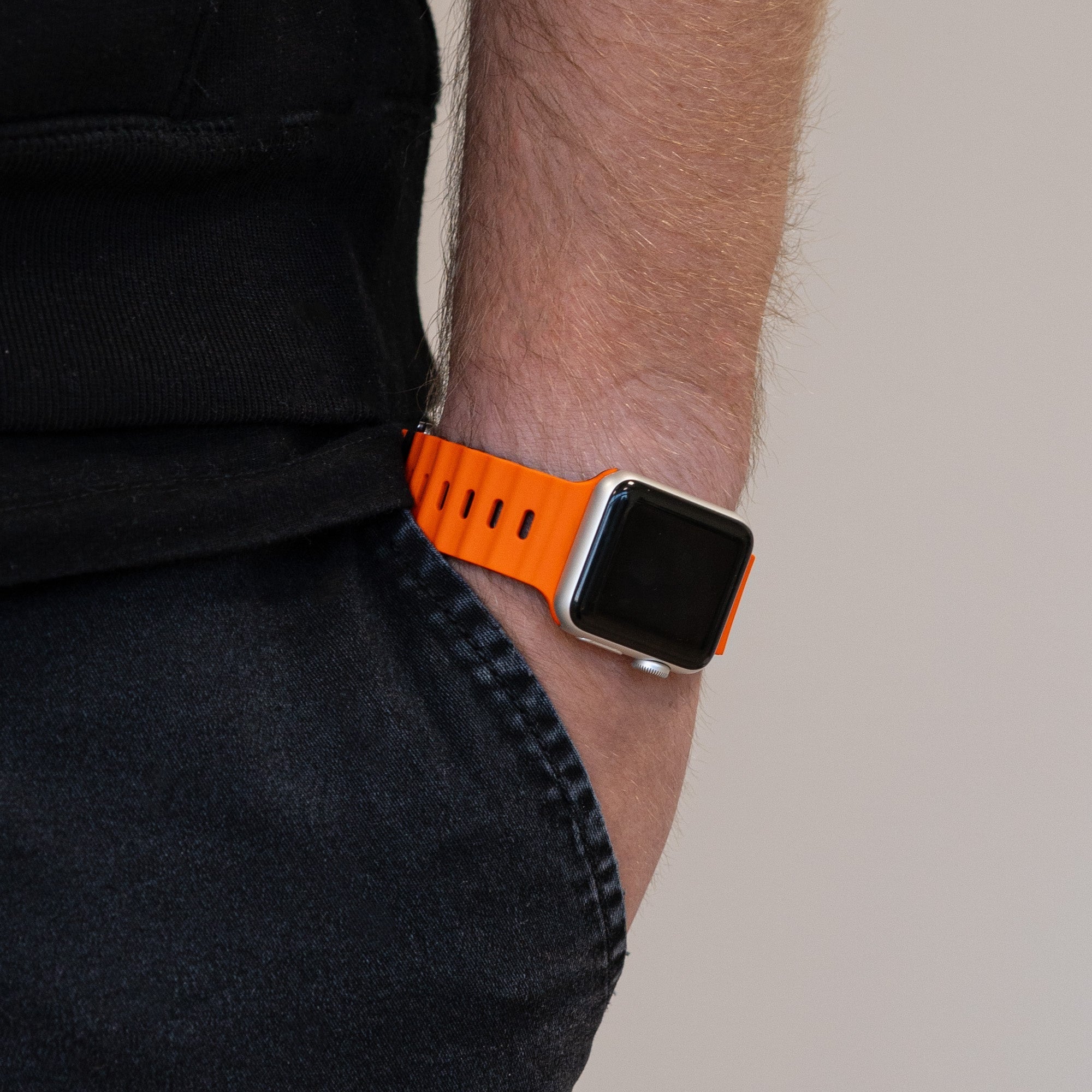 Apple Watch óceán szíj patentos záródással narancssárga és fekete
