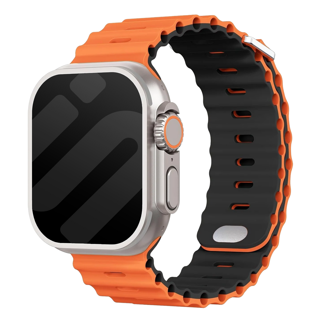 Apple Watch óceán szíj patentos záródással narancssárga és fekete