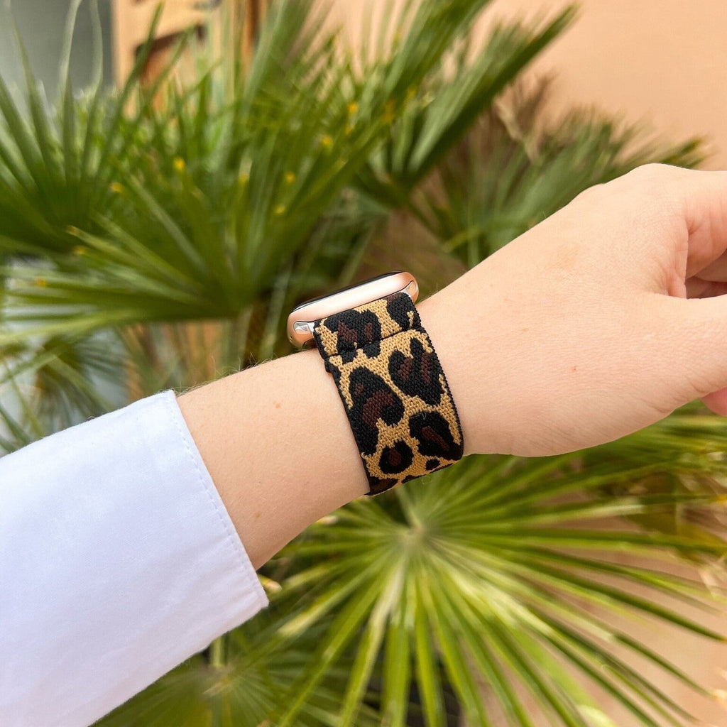 Leopárdmintás elasztikus szíj Apple Watch szíjhoz