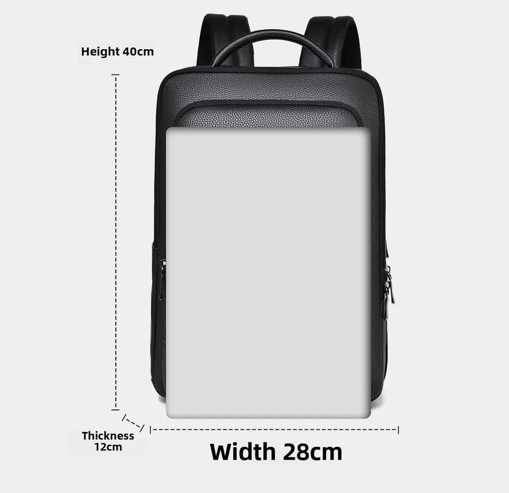 Elegáns bőr hátizsák USB-porttal 15,6 hüvelykes laptophoz, uniszex