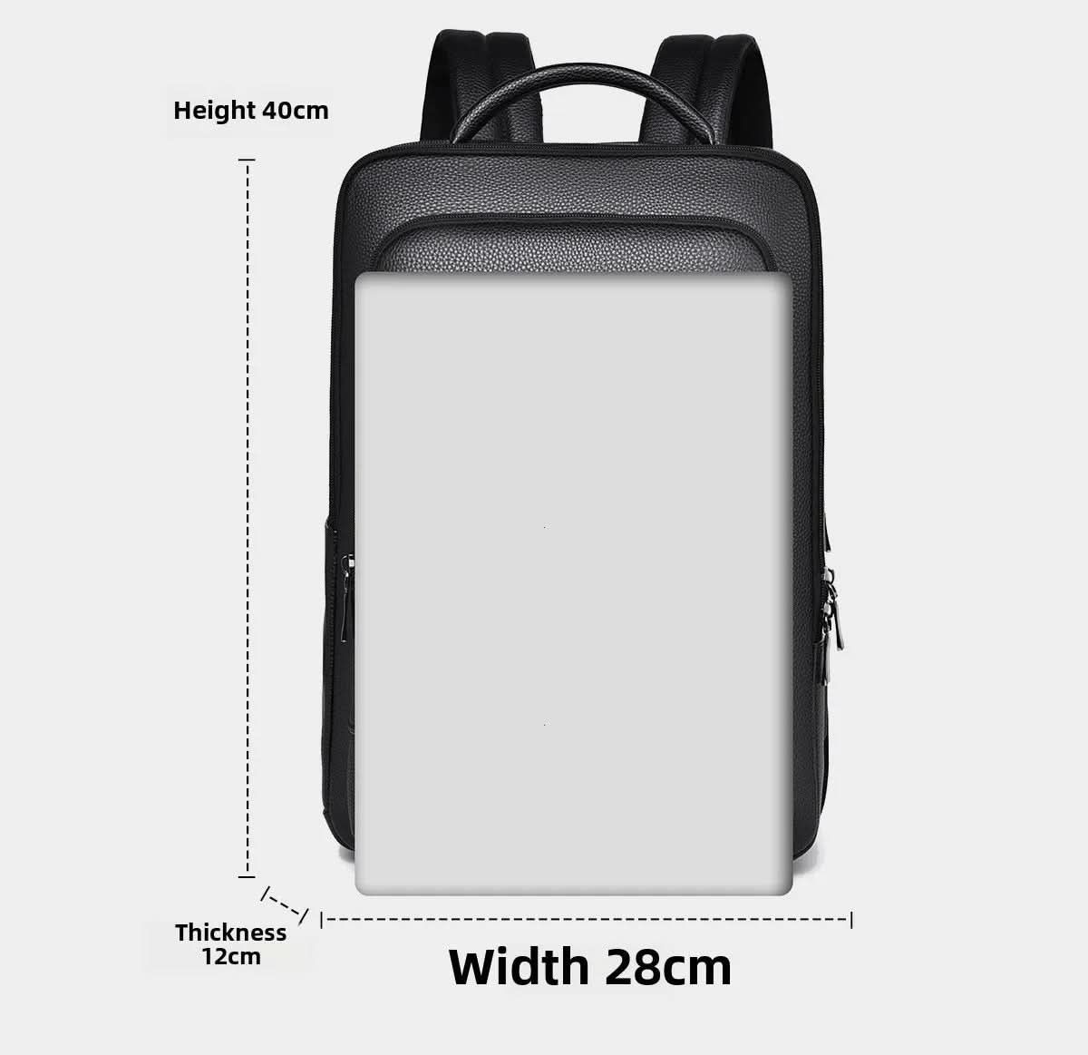Elegáns bőr hátizsák USB-porttal 15,6 hüvelykes laptophoz, uniszex
