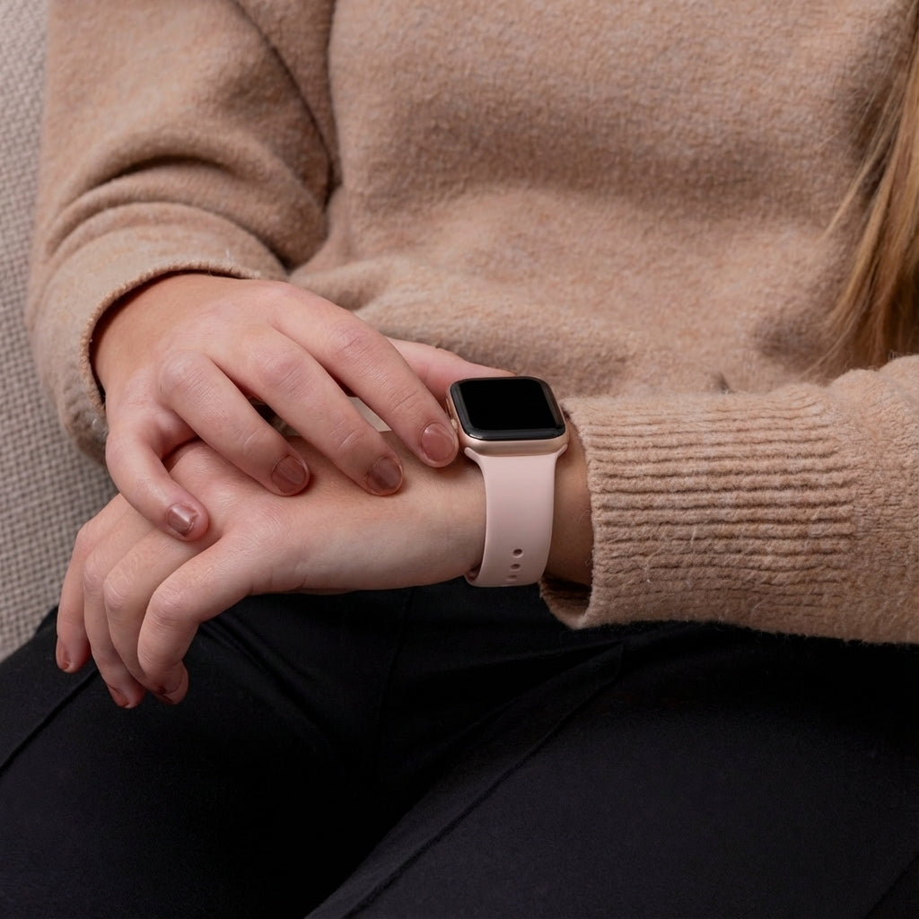 Apple Watch szilikon szíj, puha rózsaszín árnyalat, Apple Watch kiegészítőkhöz