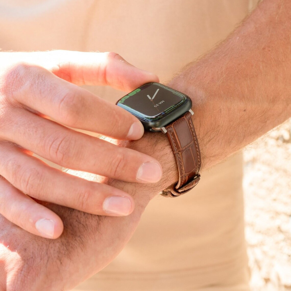 Apple Watch bőrszíj krokodilmintás barna