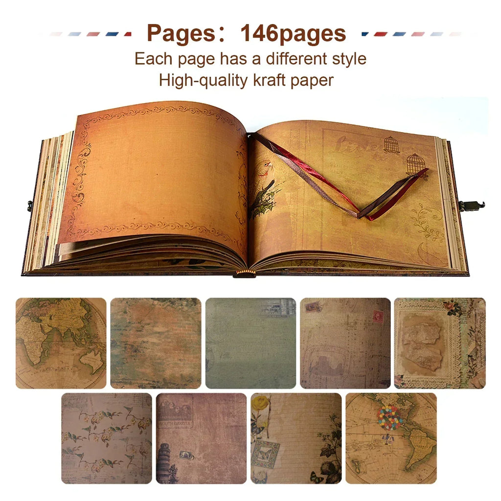 Aurora DIY Scrapbook album pároknak és családoknak, 146 retro oldal