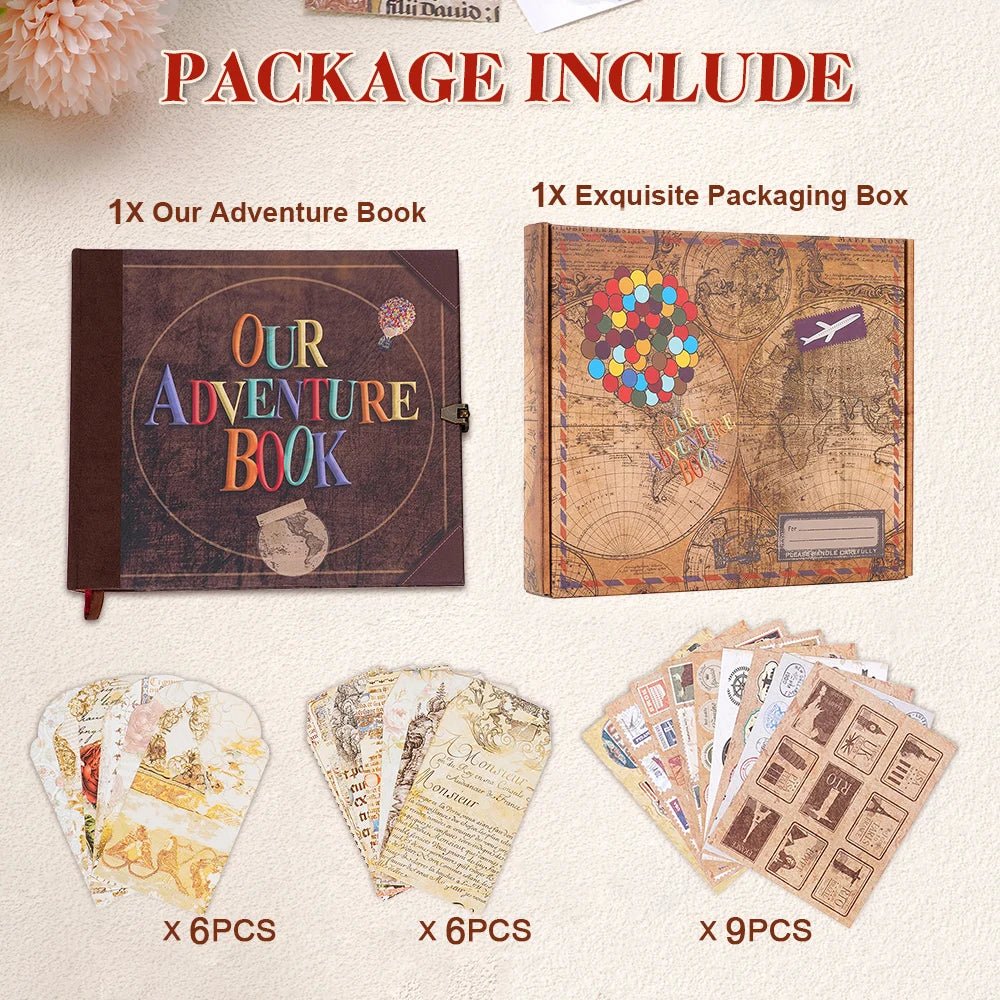 Aurora DIY Scrapbook album pároknak és családoknak, 146 retro oldal