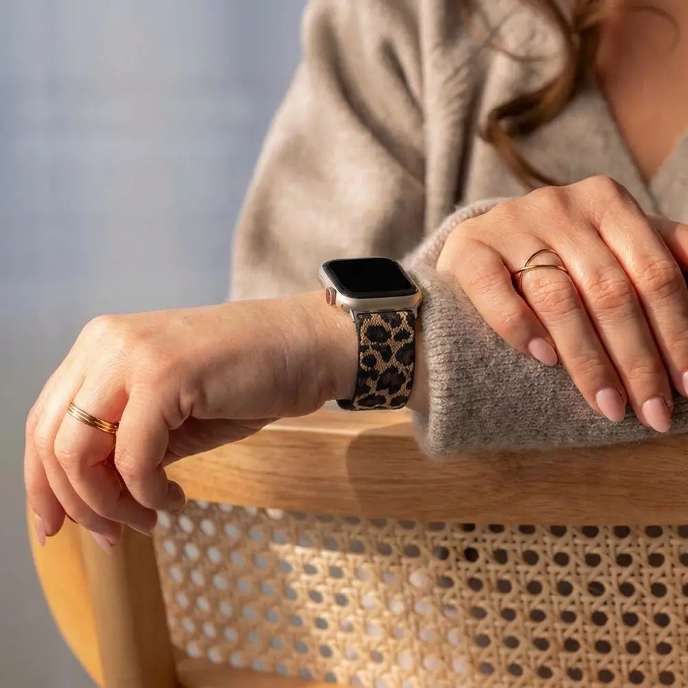 Leopárdmintás elasztikus szíj Apple Watch szíjhoz