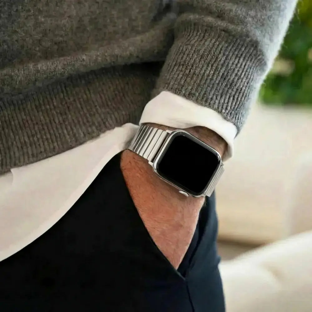 Apple Watch elasztikus rozsdamentes acél szíj ezüst színű szalag