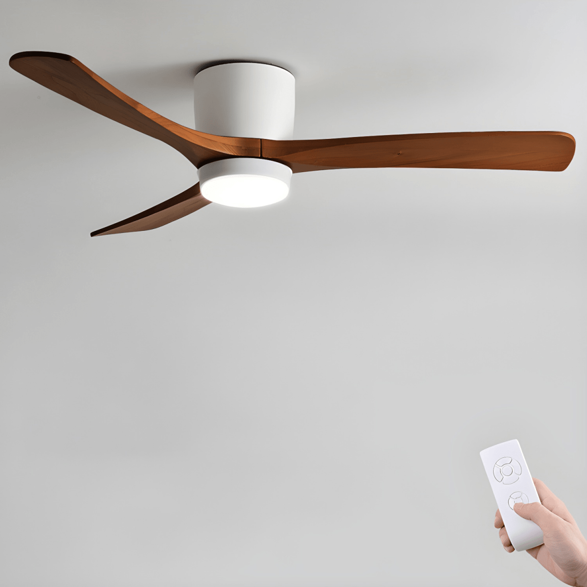 AuroraAir LED mennyezeti ventilátor fa hatással és csendes, hatékony légáramlással hálószobába