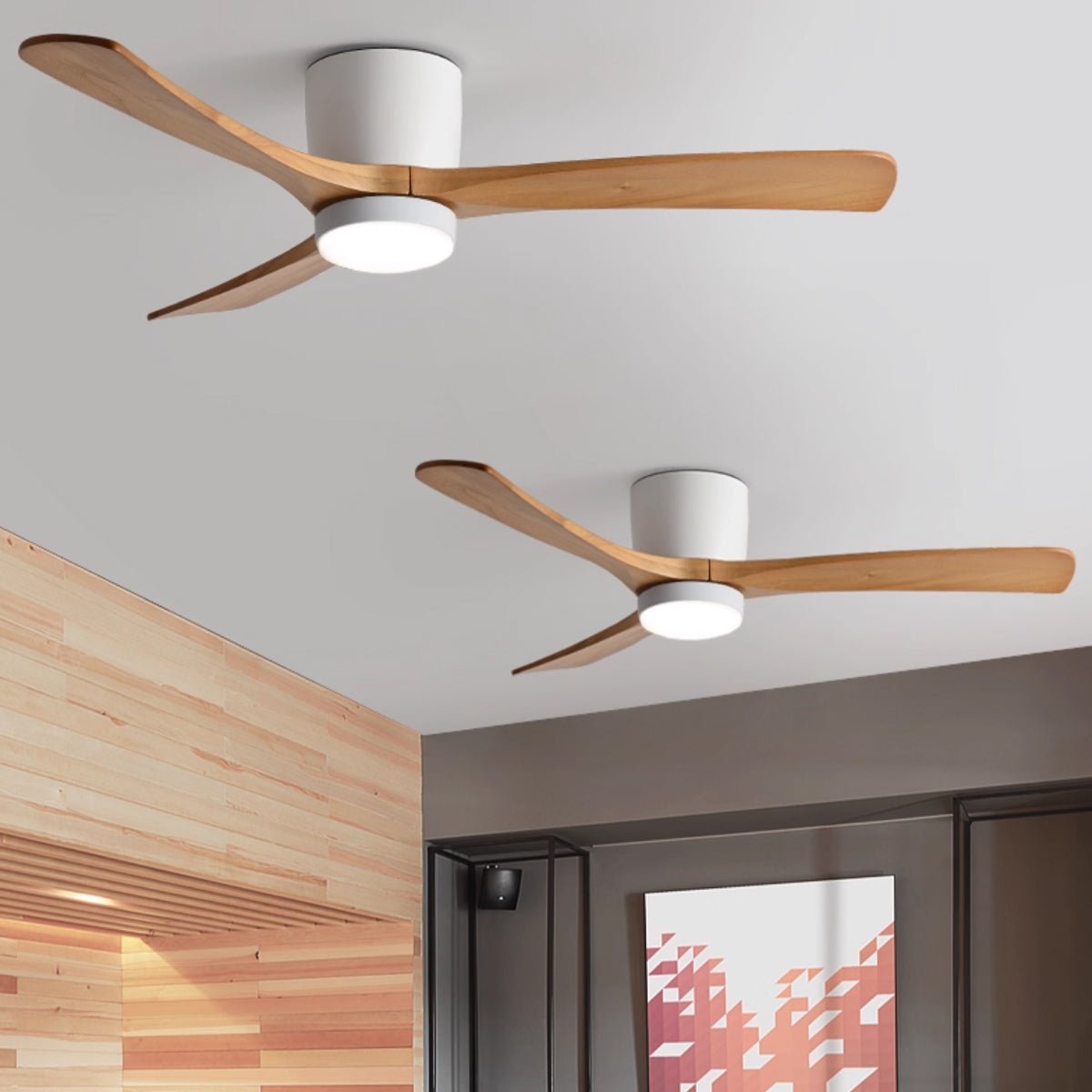 AuroraAir LED mennyezeti ventilátor fa hatással és csendes, hatékony légáramlással hálószobába