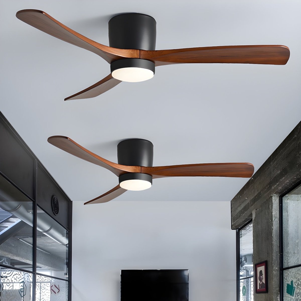 AuroraAir LED mennyezeti ventilátor fa hatással és csendes, hatékony légáramlással hálószobába