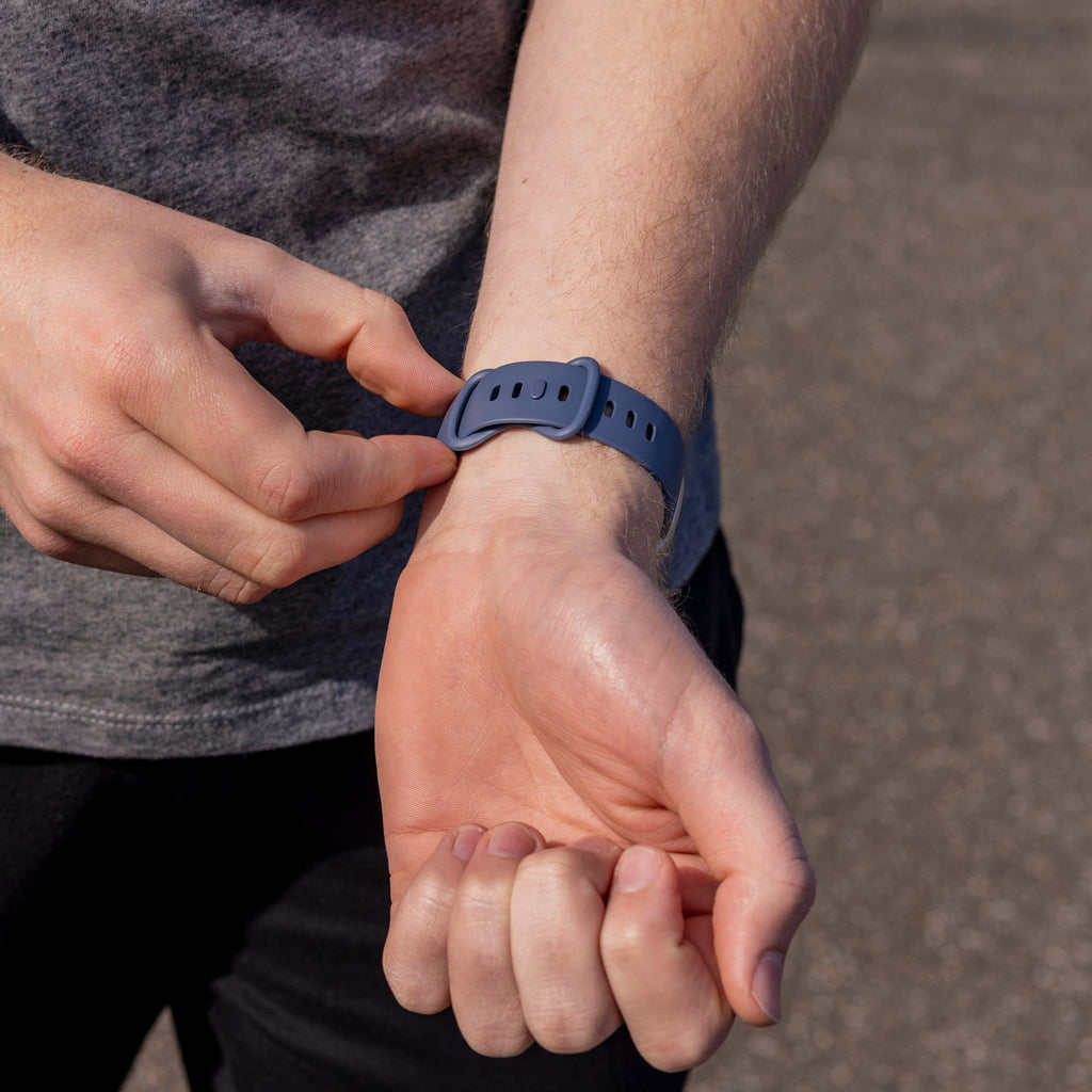 Klasszikus szilikon szíj Fitbit Versa 3-hoz, szürke-kék