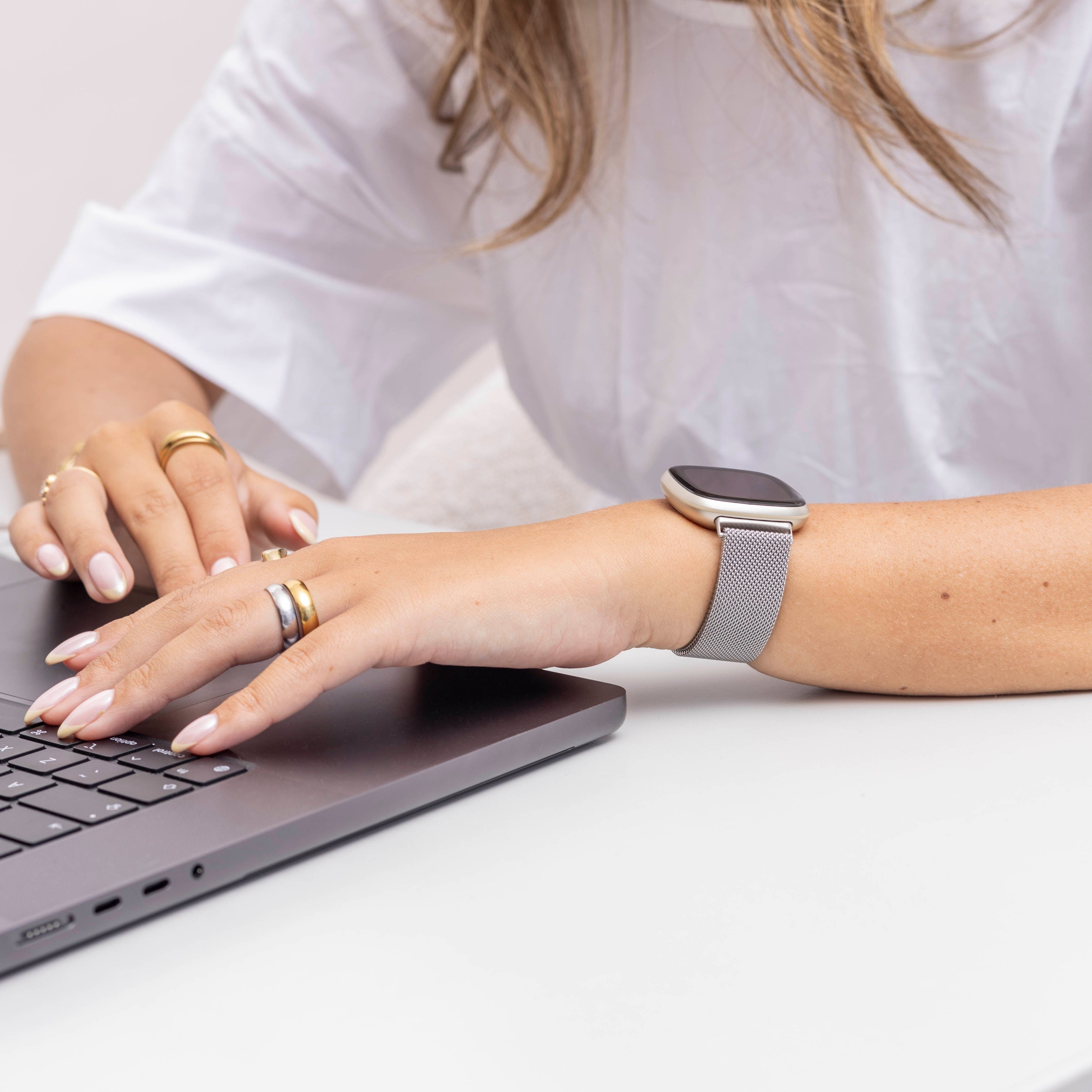 Fitbit Versa 3 milánói szíj ezüst karkötő kiegészítő