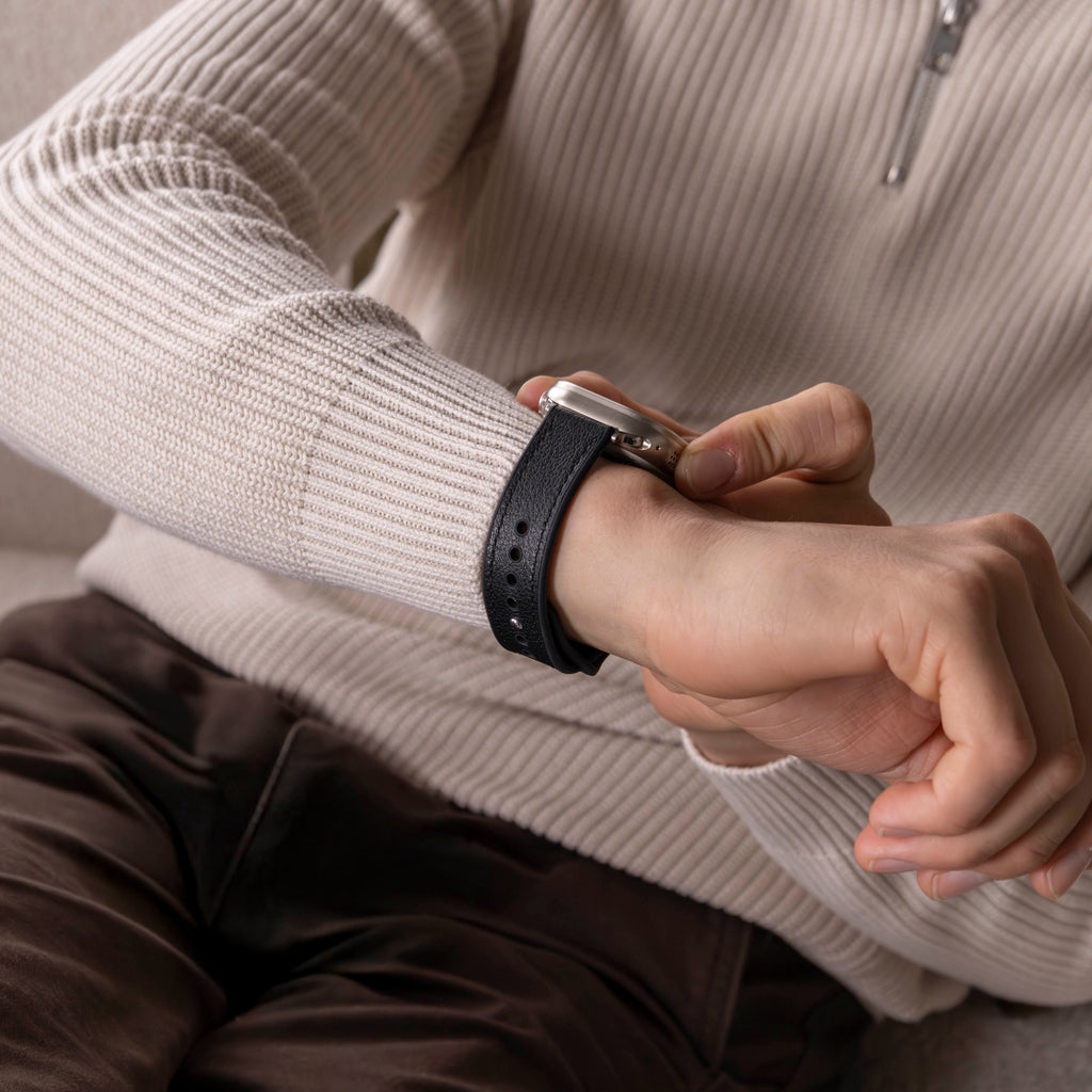 Apple Watch hibrid bőrszíj fekete cserepánt