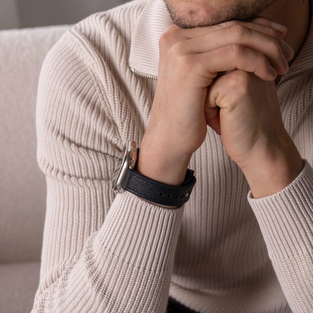 Apple Watch hibrid bőrszíj fekete cserepánt
