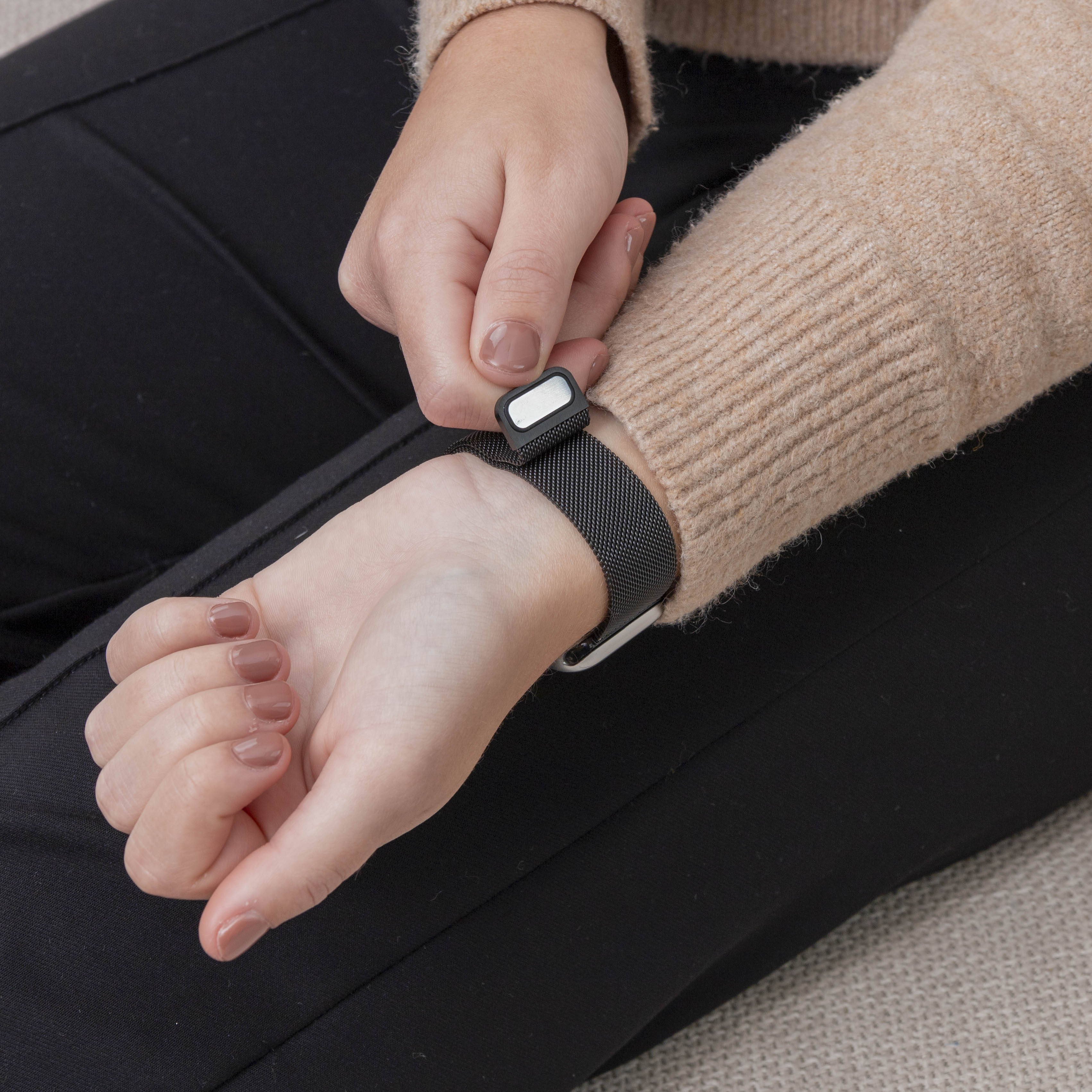 Fekete milánói szíj Fitbit Inspire 3 hordható kiegészítőhöz