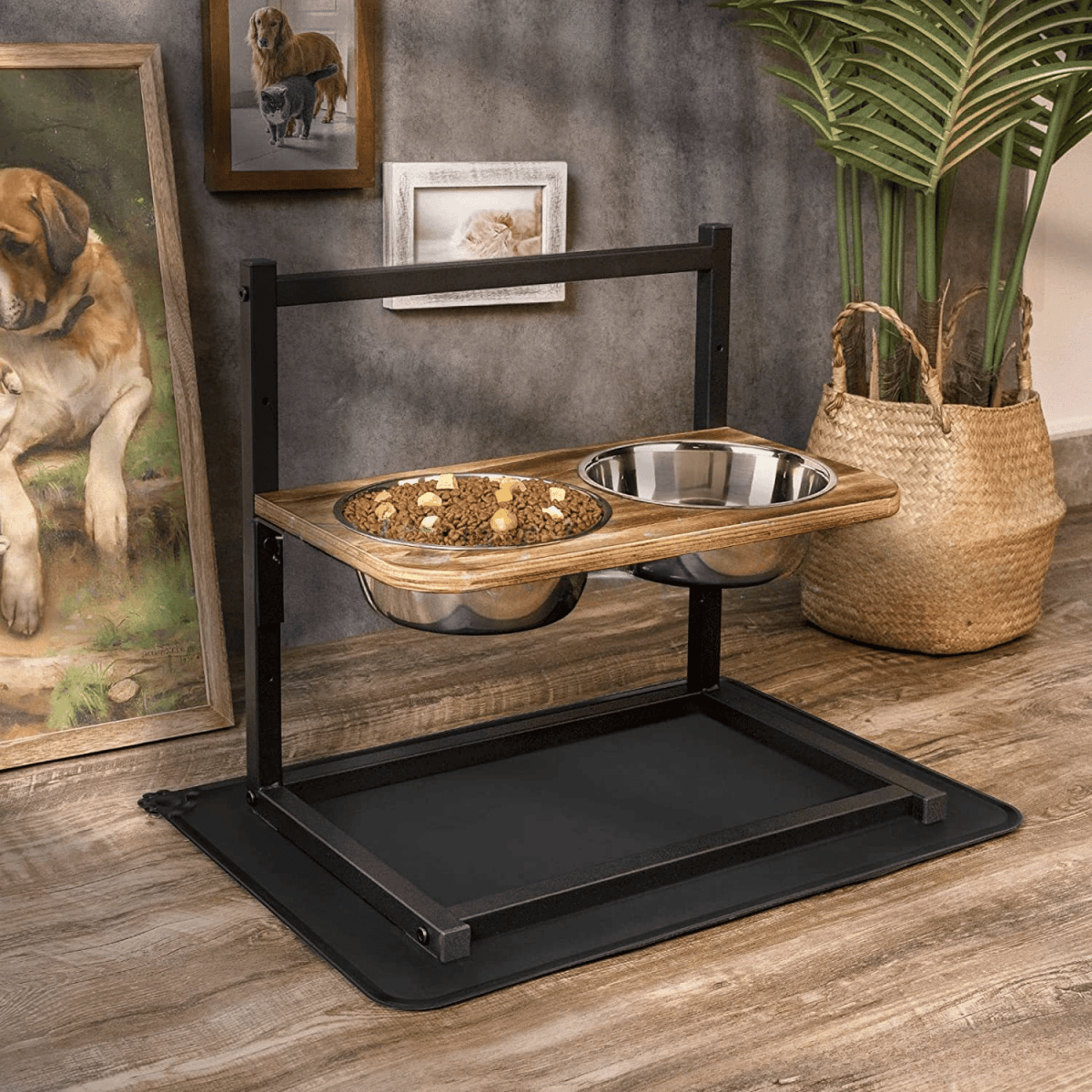 HarmonyBowl ergonomikus etetőállomás kutyáknak rozsdamentes acél tálakkal