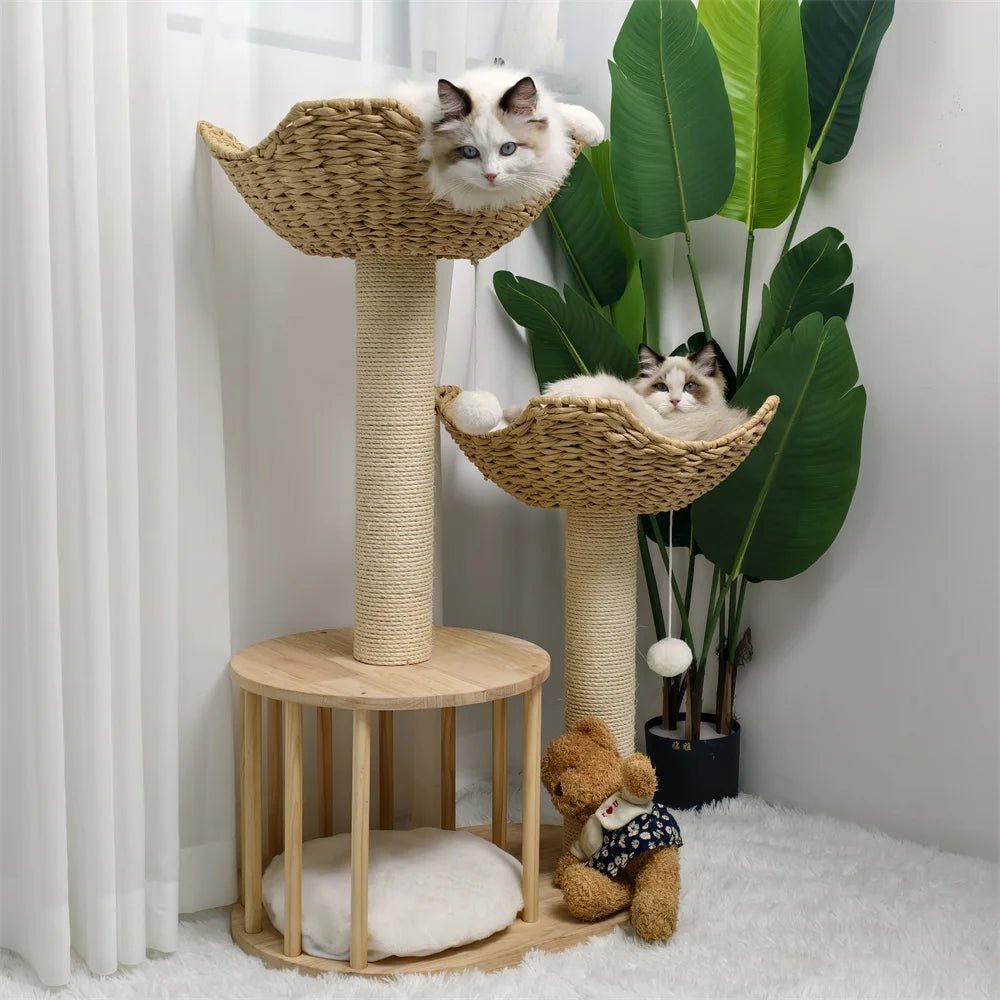 トライパイン トリオ 3段 プラッシュ キャットツリー 丈夫なサイザルスクラッチポスト付き